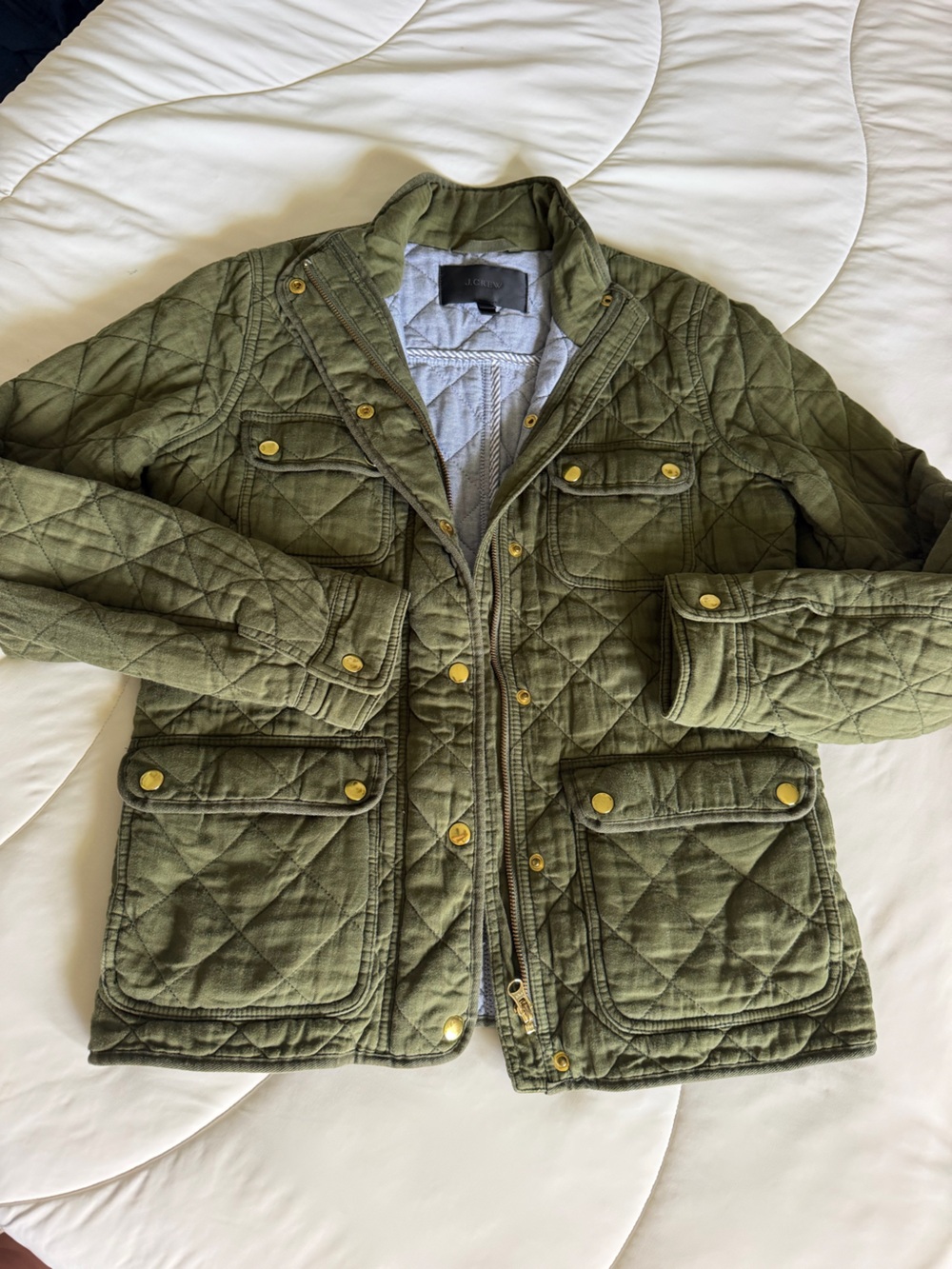 J. Crew Quilted Olive Green Jacket